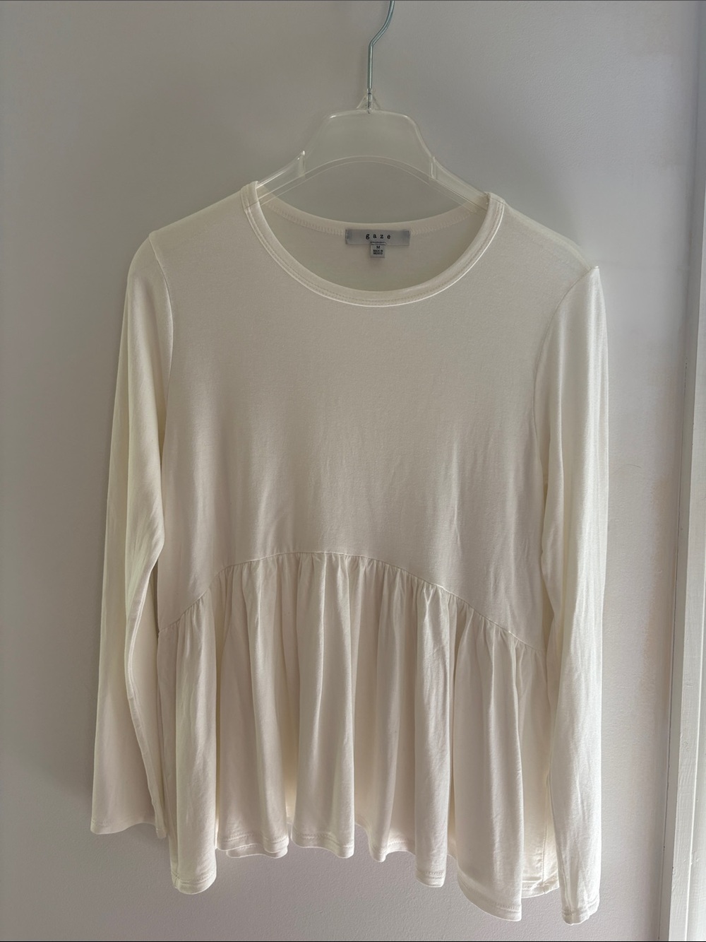 gaze Cream Peplum Ruffled Long Sleeve Top - Picture 2 of 3